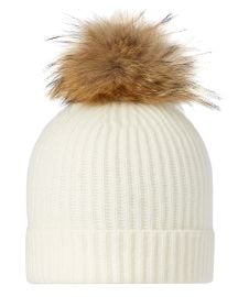 Unisex Ribbed Cashmere Hat With Detachable Pom New Ivory White NPeal at N Peal